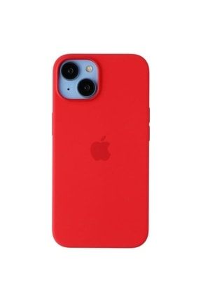 iPhone 14 için MagSafe özellikli Silikon Kılıf -Kırmızı