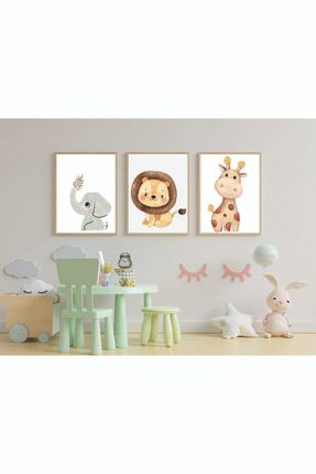 Çocuk Odası Safari Dekoratif Retro Mdf Tablo ( Çerçeve Görünümlü )