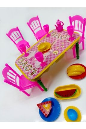 Kız Çocuk Oyuncak Yemek Masası Mutfak Seti Evcilik Oyunları 20 Parça 12X17 CM