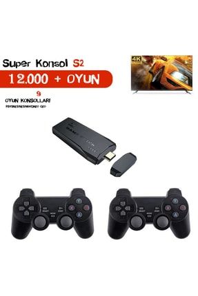 Super Konsol S2 12000 Retro oyun PS1/GBC/GBA/SFC 64G 2.4G çift kablosuz joystick