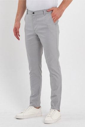MODAMESTO Erkek Ac k Gri Slim Fit Pamuklu Armurlu Chino Pantolon Fiyat Yorumlar Trendyol