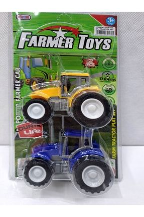 Traktör set 2li iş makinası Mini Traktörler çiftçilik oyunları arazi araçları 23x12cm 2 adet renkli