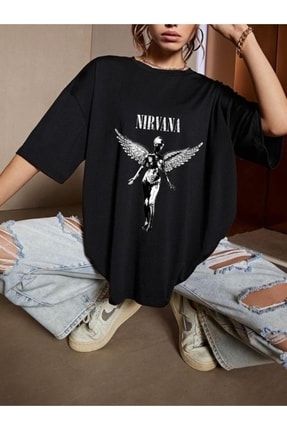 Nirvana Baskılı Geniş Kalıp Oversize T-shirt