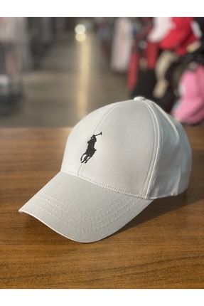 Polo Nakışlı Beyaz Cırtlı Cap Şapka