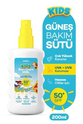 Kids Spf50+ Çok Yüksek Koruyucu Çocuk İçin Yüz & Vücut Güneş Sütü Spreyi 200 mL