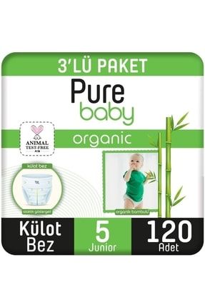 Organik Bambu Özlü Külot Bez 3'Lü Paket 5 Numara Junior 120 Adet