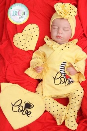 Aşk Fırfırlı Kız Bebek Yenidoğan Hastane Çıkışı 5'li Set (kız Hastane Çıkışı Yenidoğan Kıyafeti )