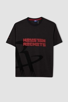 Defacto Fit Nba Houston Rockets Boxy Fit 100 Pamuk Ti rt Fiyat