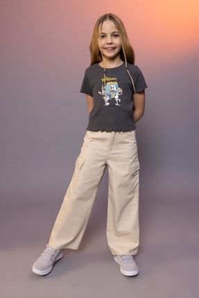 Kız Çocuk Wide Leg Kargo Geniş Paça Pamuklu Pantolon