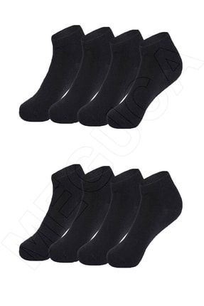 Siyah Pamuklu Bilek Boy Patik Çorap 8 Çift Ekonomik Paket