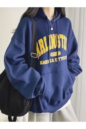 Kadın Arlington American City State Baskılı Pamuklu Kapüşonlu Sweatshirt