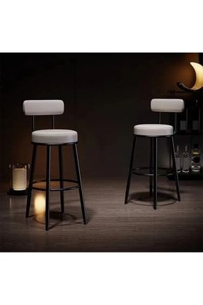 Montajgerektirmez Hazır Kirli Beyaz Renk Bar Sandalyesi Ikea Tasarımı 75 Cm Oturum Yüksekliği