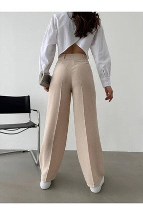 My Bonito Butik KADIN KETEN Y KSEK BEL BEJ PALAZZO PANTOLON Fiyat