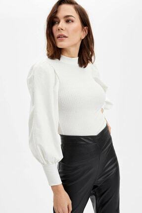 defacto kadin beyaz balon kol uzun kollu t shirt r1615az 19wn wt17 fiyati yorumlari trendyol