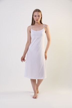 Elbise Astarı Ayarlanabilir Ip Askılı Uzun Jüpon Beyaz