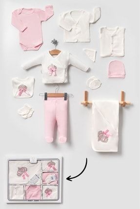 Kutulu Kız Yenidoğan Bebek Kıyafetleri %100 Pamuklu Bebek Taşlı 11'li Hastane Çıkış Setleri