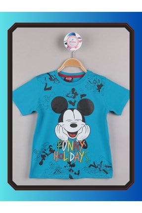 Mickey Mouse Eğlenceli ve Renkli Pamuklu Çocuk Tişörtleri 36/1 Full Lyc Süprem Kısa Kollu