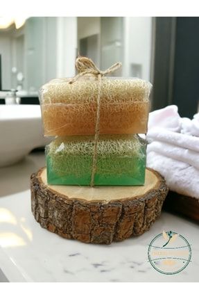 %100 El Yapımı Doğal Kabak Lifli Pirinç Özlü Ve Aloe Vera Premium Peeling Yüz Sabunu 2'li Set