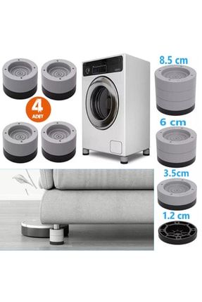 Beyaz Eşya Ayağı Çamaşır Makinesi Mobilya Titreşim Önleyici Kaydırmaz Ve 8.5 Cm Yükseltici 4 Lü Set