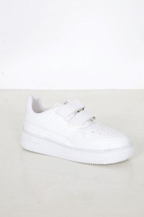 Çocuk Cırt Cırtlı Beyaz Outdoor Spor Ayakkabı Sneaker