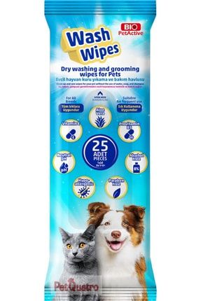 Pet Active Wash Wipes Kedi Köpek Kuru Yıkama Bakım Havlusu (25 Adet)