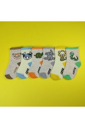 Bebek Çorabı Animal World Serisi Penye Rahat 6 Çift