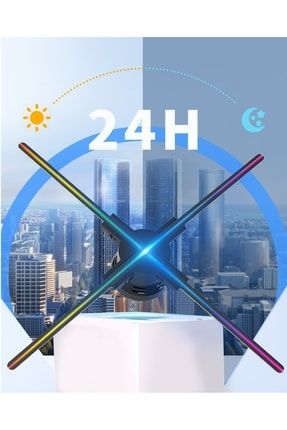 3D Fan Hologram Projektör Logo Led Ekran 576 LED 3 Boyutlu Holografik Reklam Wifi Foto Video 52 Cm