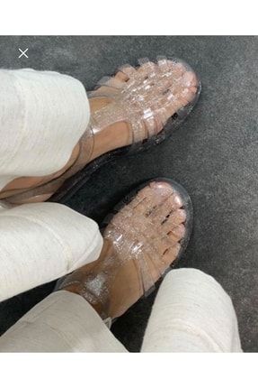 Jelly Gümüş Simli Sandalet