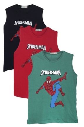 3'lü Spider-Man Baskılı Askılı T-shirt/tişört
