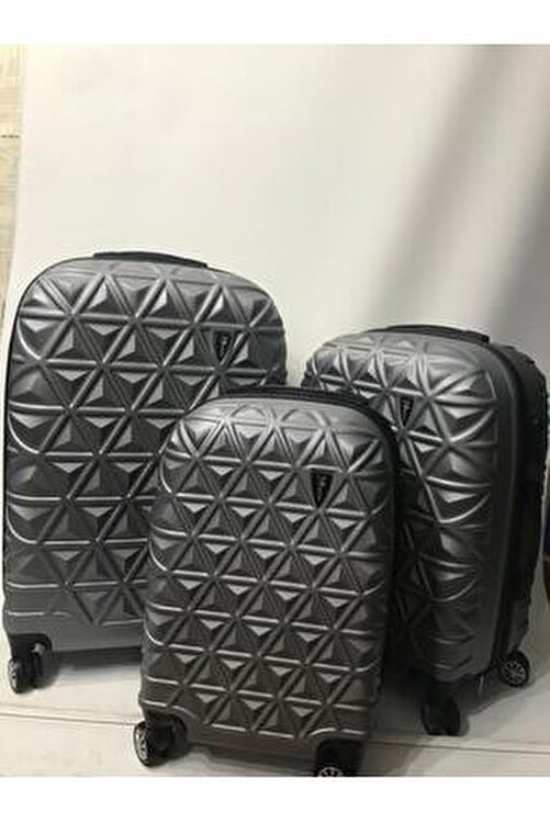 Lok Polo's Suitcase Abs 3'lü Set Sert Plastik Lüx Valiz Seyehat Seti Açık Gri 2000