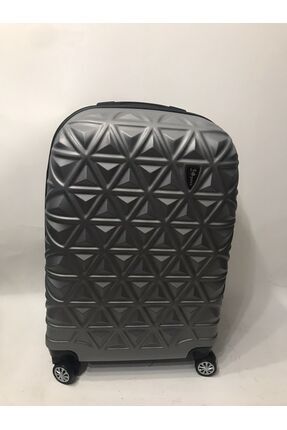 Lok Polo's Suitcase Abs Sert Plastik Lüx Valiz Seyehat Gri 0634