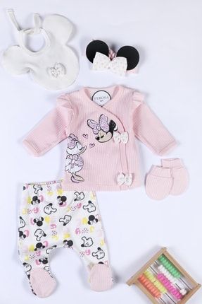 Yeni sezon Kız Bebek Minnie Mouse 5li Hastane Çıkış Seti Yenidoğan kıyafeti