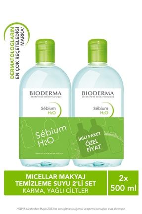 Sebium H2O Micellar Makyaj Temizleme Suyu 2'li Set Karma,Yağlı ve Akne Eğilimli Ciltler 500 ml