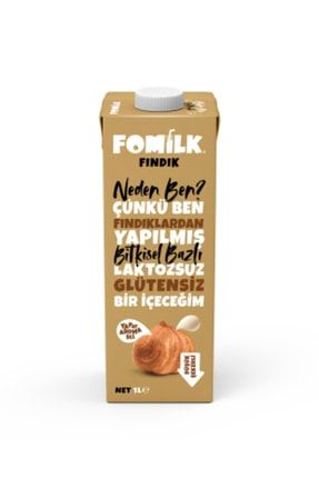 Fındık Sütü 1 L Glutensiz Bitkisel Bazlı Laktozsuz Vegan