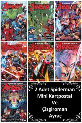 Marvel Action Avengers (1-7) Çizgiroman | Spiderman Mini Kartpostal Ve Çizgiroman Ayraç
