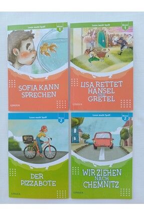 Almanca Hikaye Seti - 4 Kitap - 1. 2. 3. Seviye - Renkli, Resimli, Alıştırmalı **Toplam 144 Sf. Kaliteli Kuşe kağıttır