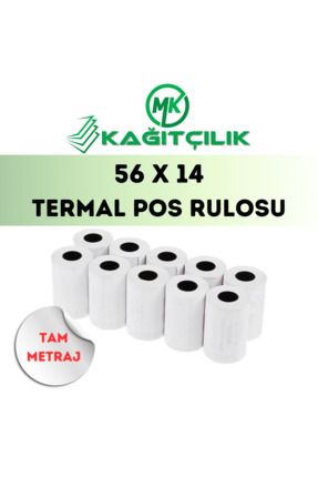 Mk Rulo • 56x14 Termal Rulo / Yazarkasa Rulosu / Pos Rulosu / 1 Paket (10 ADET) / Tam Metraj