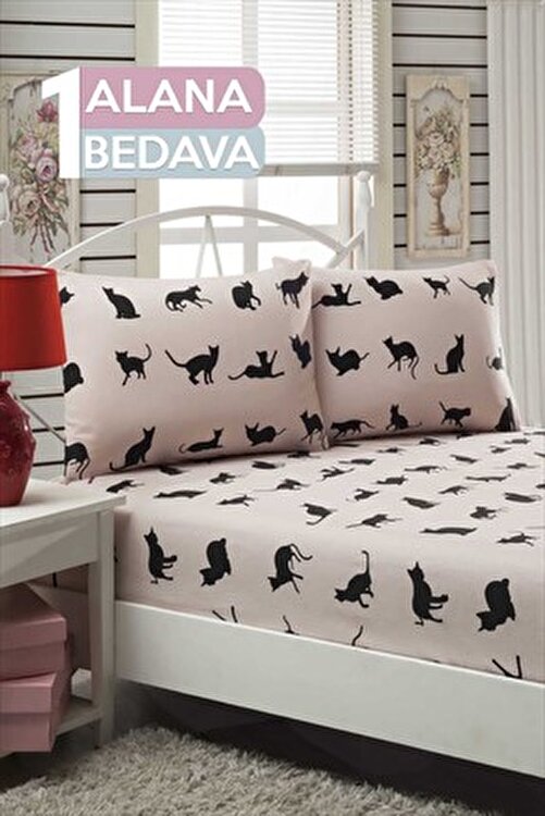 Ev Ev Home 1 Alana 1 Bedava Lastikli Carsaf Seti Tek Kisilik Cats Pudra Fiyati Yorumlari Trendyol