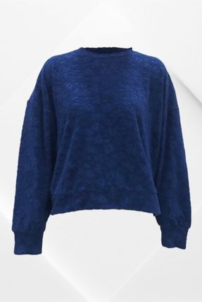 MY STAR HOME Lacivert Jakarl Piko Havlu Kuma Kad n Sweatshirt