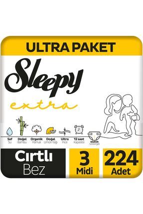 Extra Günlük Aktivite Ultra Paket Bebek Bezi 3 Numara Midi 224 Adet