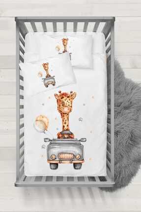 OZ Ranforce Bebek Nevresim Seti (Nevresim+2 Yastık)- Arabalı Zürafacık