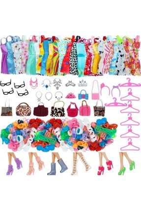 Barbiee Aksesuar Seti Barbi Kıyafet Çanta Ayakkabı Aksesuar Gözlük 42 Parça