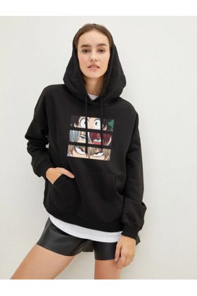 Sweatshirt Baskılı Kapşonlu