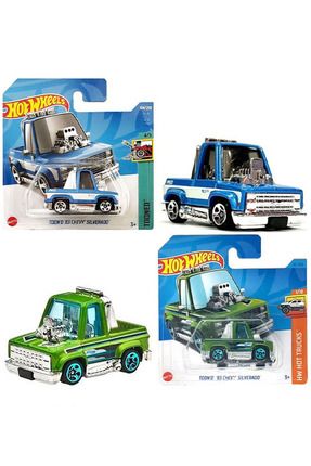 HOT WHEELS Tooned Toon d 83 Chevy Silverado Ye il Mavi 2
