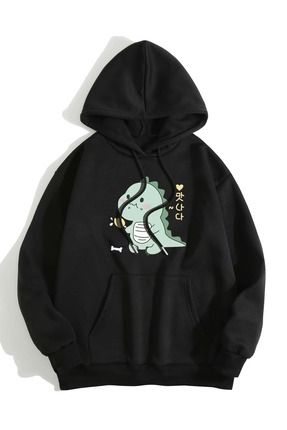 Panda & Letter Graphic Kangaroo Pocket Drawstring Thermal Hoodie