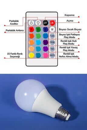 Led Uzaktan Kumandalı Renk Değiştiren Ampul Rgb 9w Beyaz Lamba Ve Renkli Ampul