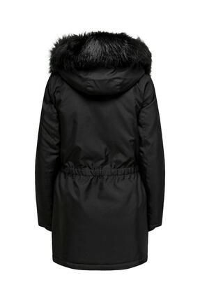 River island black parka white fur deals