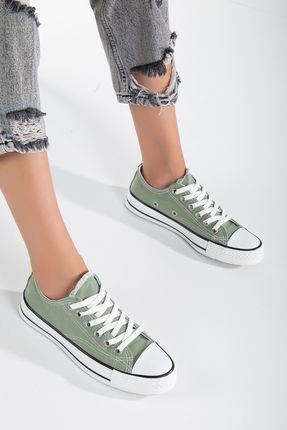 Unisex Yeşil Kısa Convers Günlük Sneakers Keten Spor Ayakkabı