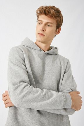 Erkek Oversize Kapüşonlu 3 iplik Şardonlu Sweatshirt