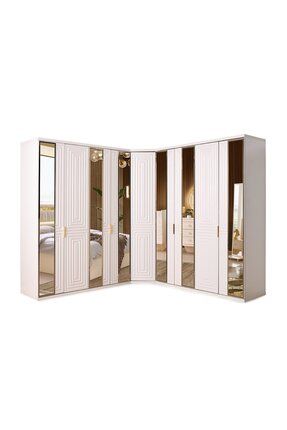 Marsilya Köşe Yatak Odası 9 Kapaklı 100% Mdf Aynalı Geniş Gardırop / Ücretsiz Montaj